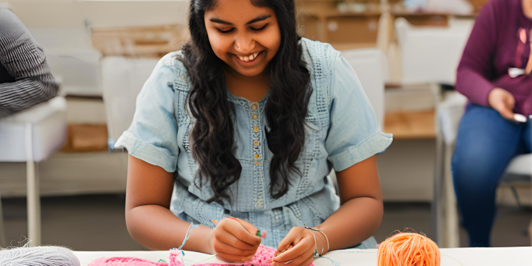 Crochet Girl in Workshop